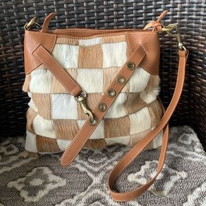 Diane Gail South African Springbok Fur Shoulder Bag Leather Handbag